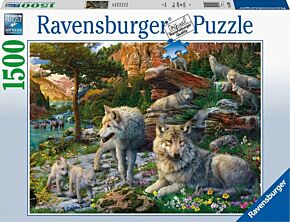 Jigsaw puzzle Wolves in Spring (Ravensburger 1500)